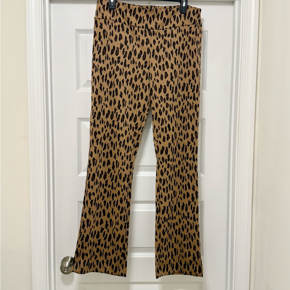 New York & Company Leopard Print Bootcut Pants Women’s Size L